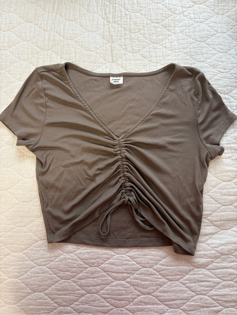 Sunday Best Ruched V-Neck Crop Top
